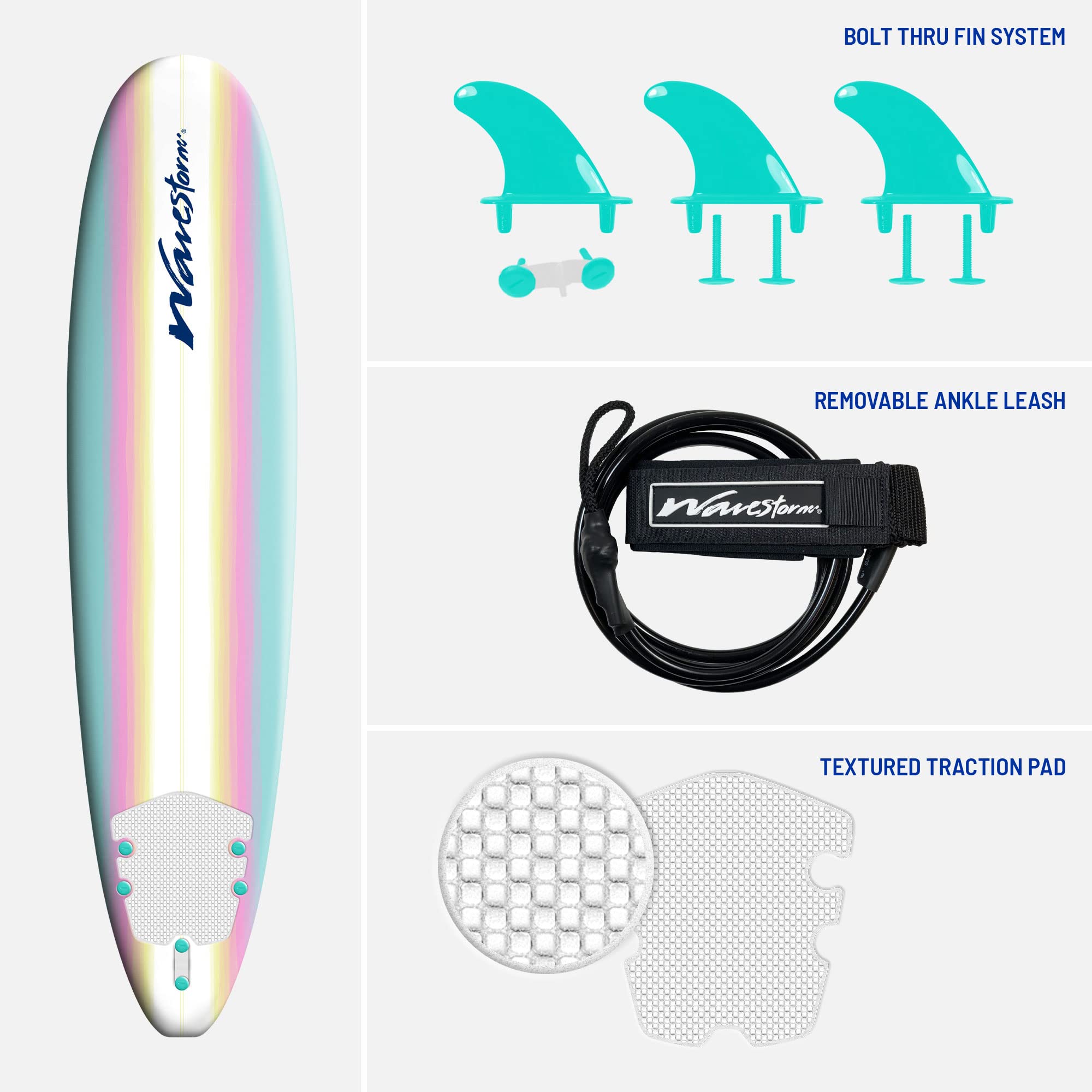 WAVESTORM Classic Soft Top Foam 8ft Surfboard (Starburst) : Amazon